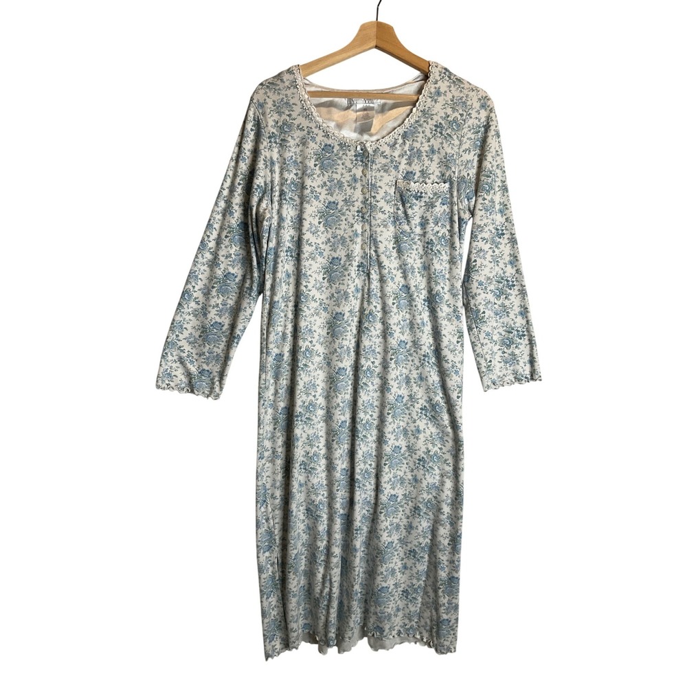 Earth Angels Cotton Ditsy Floral‎ Sleep Dress Nightgown Cottage Modest Trad Wife